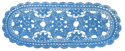 QUARKZMAN Centrini All'Uncinetto 22 X 10 Centrini Ovalli In Pizzo A Mano Con Motivo A 3 Fiori Centrino In Cotone Per Decorazione Di Matrimoni E Blu