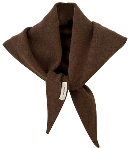 Licsaliwe Cashmere Triangle Scarf, Knit Wool Blend Triangle Scarf for Women, Lightweight Streetwear Shawl & Bandana, Coffee