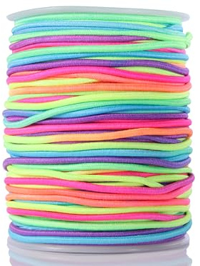 KONMAY 150ft 2.0mm Rainbow Elastic Bracelet Cord for Jewelry Making | Fabric-Covered Stretch Rubber String for Stone Beads,Kandi Beads,Glass Beads, Hair Ties,Face Masks and Scrunchies