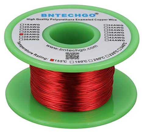 BNTECHGO Fil magnétique 26 AWG – Fil de cuivre émaillé – Fil d'enroulement magnétique émaillé – 113,4 g – 0 cm de diamètre – 1 bobine rouge – Température nominale : 155 ℃ – Largement utilisé pour les