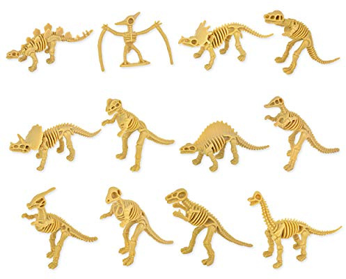 SCSpecial 12 pezzi Fossili di dinosauro per bambini Ossa di dinosauro Scheletro Figure giocattolo per giochi scientifici Ricompense Dino Sand Dig - Set A
