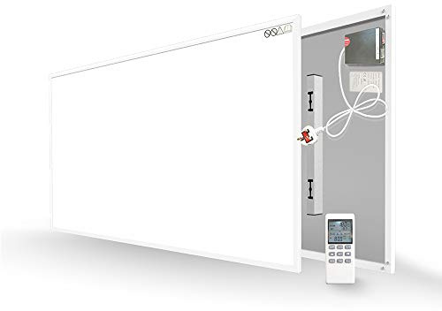 byecold 900W Far Infrared Heater with Built-in Thermostat, Infrared Heating Panel with Remote Control, Energy Saving Wall Heater with CE (No Need External Plug-in Temperature Receiver)