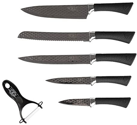 AMC Set di coltelli modello ceramica pelapatate colore diamond 6 pezzi in ceramica di alta qualità, set coltelli forma ergonomica e lama affilata design tedesco superficie con tecnologia antibatterica