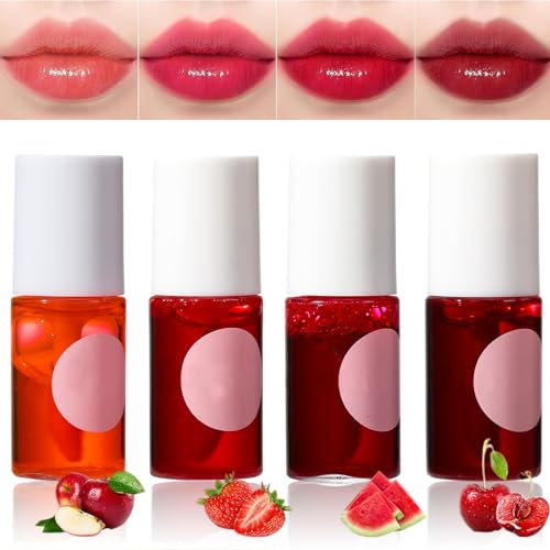Sitovely 4 Colors Lip Tint Stain Set, Velvet Matte Mini Liquid Lipstick, Hydrating Moisturizing Long-Lasting Non-Stick Cup Lip Gloss Lip Cheeks and Eyes
