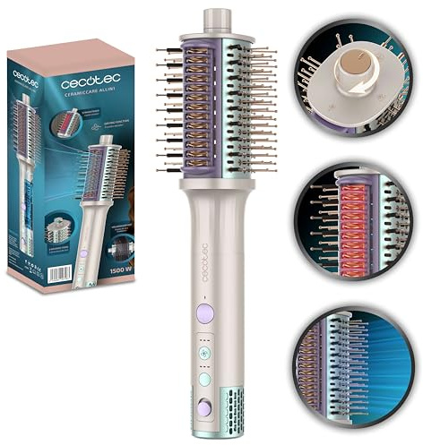 Cecotec Cepillo de Aire Multifunción Moldeador Alisador CeramicCare Allin1. 1500, Cepillo Multifuncional, 4 Funciones, Motor BLDC, 3 Direcciones de Aire, Tecnología de Iones