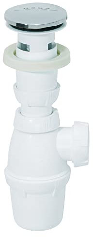 Wirquin 30723121 Ensemble complet vidage pour lavabo siphon, bonde clapet Quick-clac et trop-plein intégré, blanc