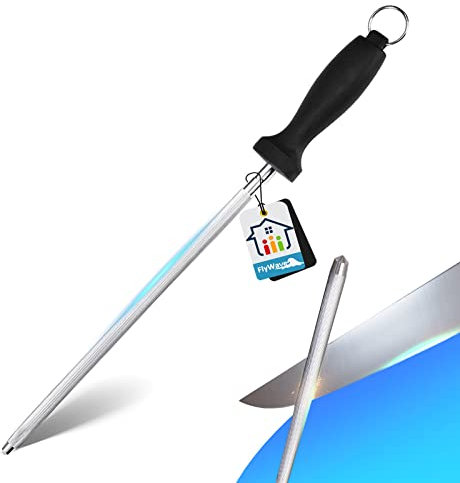 Acciaino, FlyWave Acciarino Affilacoltelli Cromato, Professionale Acciaino Professionale, Acciaino Diamantato Adatto a Molti Tipi di Coltelli, Con Comoda Impugnatura |Nero