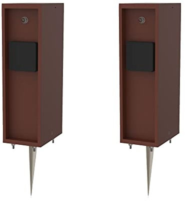 Novatool 2X Steckdosensäule 3-Fach außen Braun Edelstahl eckig IP44 mit Erdspieß mit Dämmerungssensor Steckdose Aussen Gartensteckdose Outdoor Steckdosensäule Garten Steckdosenturm