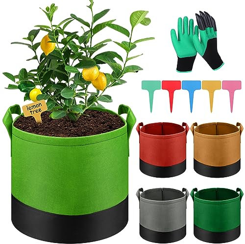 TAVADA Bolsa de Cultivo Paquete de 5-10 Galones Bolsas de Cultivo- Bolsas de Tela no Tejida para Plantas para Tomates, Patatas, Flores y Plantas