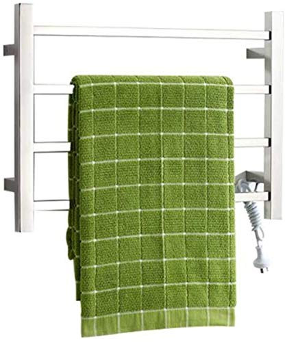 HWSY Scaldasalviette, Portasciugamani riscaldato Scaldasalviette Quadrato Piccolo in Acciaio Inossidabile Spazzolato a Caldo a Parete Cablato con scaldasalviette Elettrico a 4 Barre Interesting