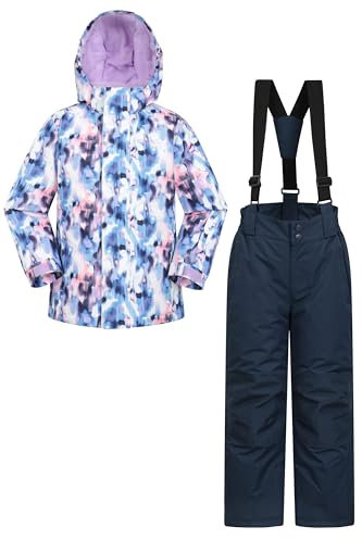 Mountain Warehouse Ensemble de Veste et Pantalon de Ski pour Enfant - Résistant à la Neige, Poches Avant, Doublure Polaire, Robe Interne intégrée - Le Snowboard, Hiver Lila 7-8 Ans