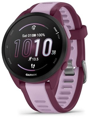 Garmin Forerunner 165 Music GPS 43mm Running Smartwatch, Lightweight, AMOLED Touchscreen, Advanced Training & Insights, Safety & Tracking Features, up to 11 days Battery Life, Berry