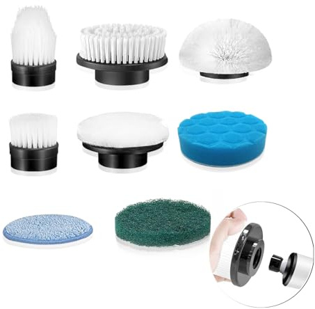 Electric Spin scrub brush replace heads 8 in 1 Cleaning Brush, for Electric Spin Scrubber of ANS-8051A/8050 Power Shower Scrubber,for Household and Heavy Oil Pollution Cleaning Accessory