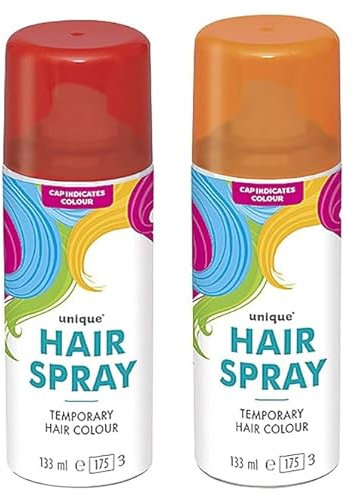 133ml washable temporary hair colour spray kids adults Halloween Glitter Temporary dye (Red and Orange Hair Spray, 133ml)
