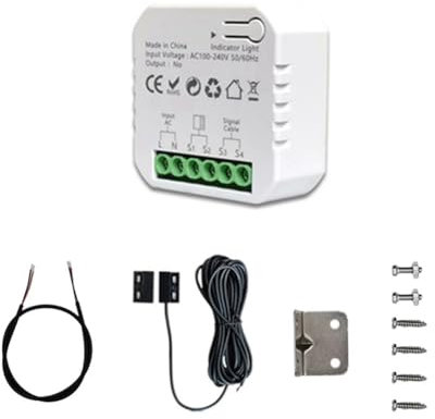 Muuoeou Tuya Smart Life WiFi Garage Door Opener Controller with Sensor App Remote Control Fit for Home,UK Plug Easy Install