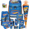 Pridera Scooli Schulranzen 1.Klasse Jungen Hot Wheels Auto EasyFit Set 12tlg. mit Sporttasche Brustbeutel Brotdose Trinkflasche Stifteköcher, passend dazu Schultüte Hot Wheels Auto gratis