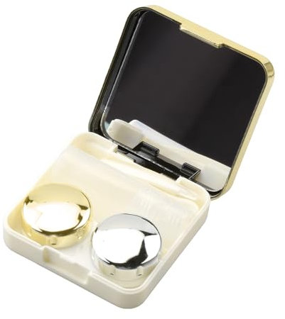 Bojueshaw Contact Lens Case with Mirror,Portable Leakproof Lens Container with Tweezers,Invisible Mirror Box for Home Travel(Rose Gold)