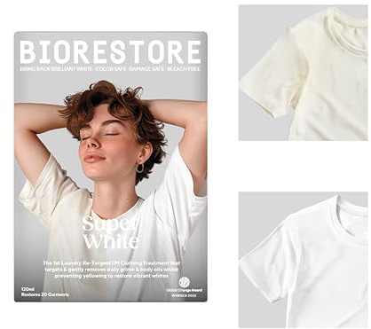 Biorestore Supervit tvättblekmedel för kläder färgsäker blekningsfri tvättbehandling lyser upp vita säkert för alla tyger utan skador eller missfärgning
