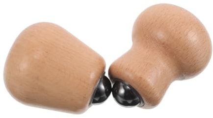 Ipetboom Lot de 2 Masseurs de Dos Manuels et Rouleaux de Massage Visage Medium en Bois Naturel pour Massage Facial et Corporel Usage Quotidien Maison Ergonomique Portable