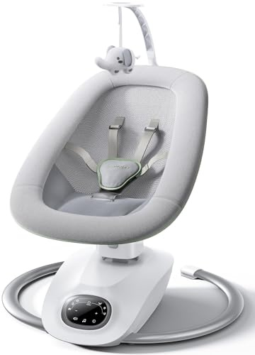 Momcozy CocoSway Babywippe, elektrische 3D-Motion, 6 Bewegungen & 4 Stufen, Fernbedienung, 8 Wiegenlieder, ab Geburt bis 9 kg.