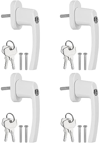 Manilla Ventana Aluminio Manija de ventana Universal, llave bloqueo, doble acristalamiento, manija puerta balcón, 4 Uds(Right hand)