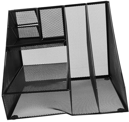 CLISPEED Organizador De Archivos De Malla Metálica para Escritorio Negro Compartimentos De Almacenamiento Estante De Documentos para Oficina Clasificador De Archivos De Hierro