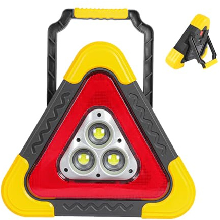 Générique Triangolo Auto Luminoso Lampada Solare Triangolo Portatile Triangolo Luce Triangolare di Emergenza Multifunzionale con 4 Modalità per Avviso di Emergenza Richiamo Urgente Camion Auto