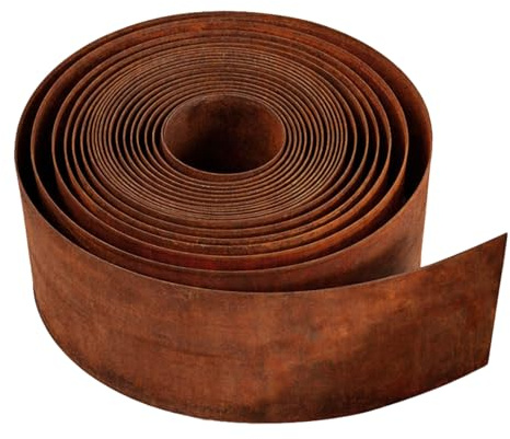 Bordura Acero Corten 5m X 15.5cm - Borde Jardin Flexible Y Resistente a La Intemperie - Separador De Césped Y Parterres con Aspecto Oxidado Natural, Fácil Instalación