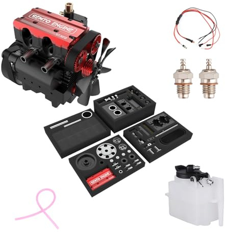 Kit de Modélisme Moteur Nitro SEMTO ST-NF2, Moteur Nitro à Refroidissement par Air, 4 Temps, Double Cylindre en Ligne 7,0cc + Embout Électrique Type F, Réservoir de Carburant 75ml, Tuyau en Silicone