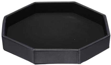 Kozelo Dice Rolling Tray - [ 12.2 x 11.4 Inch] PU Leather Velvet Lined Octagon Dice Rolling Holder Noise Reduction Storage Case for Table Games Board Games, Black