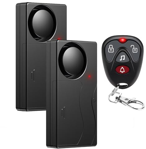 Mengshen 110dB Loud Anti-theft Vibration Sensor Alarm Systems for Bike Scooter Motorcycle Home Window Door Security 2 Alarms with Remote