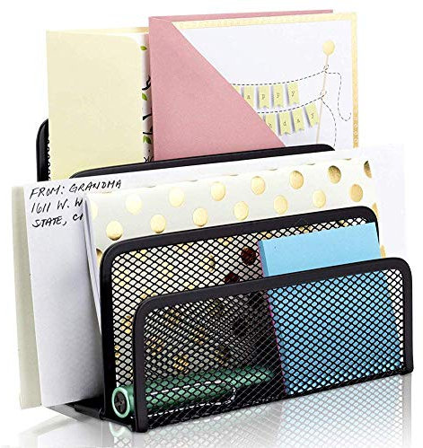 Schreibtisch Organisation Zeitschriftensammler Metall Stehsammler Buchstütze Briefhalter mit 3 Fächern Zeitschriftenständer Buchständer für Arbeitzimmer Büro Wohnzimmer Arbeitsplatz