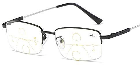 Progressive Multifocus Computer Reading Glasses Blue Light Blocking Titanium Alloy Bendable Multifocal Readers Multi Focus No Line Eyeglasses Eyewear Anti Glare Eye Strain Ultralight for Men and Women