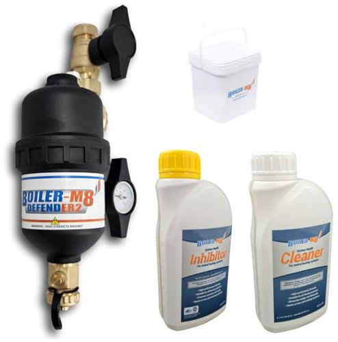 Boiler-m8 Defender-2 22mm Magnetic Boiler Filter Central Heating Inhibitor and Cleaner Concentrate Pack Fluid Prevents Corrosion and Lime Scale Improves Heating Efficiency