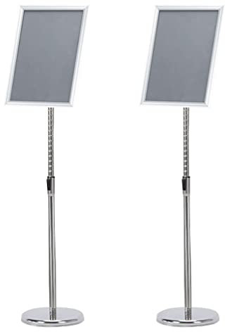 2x justerbart A3 affischställ Golvstående skylthållare Snap Ram Meny Display Notis Stand för bröllop/affärsaktiviteter Display (Color : Silver)