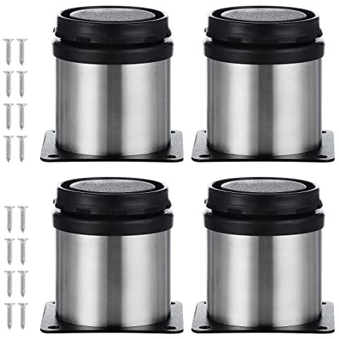 Knpwer 4 Stück Möbelfüße Verstellbar Metall, 50x60mm Tischbeine Möbelbeine, Rund Edelstahl Gebürstet Möbelfüße,Schrankfüsse Metallfüsse