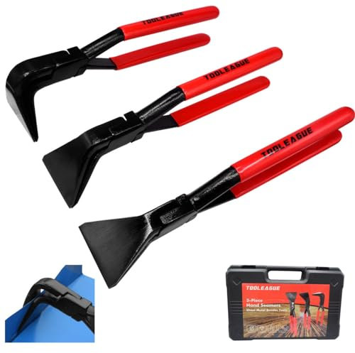 TOOLEAGUE 3 Stück Handnäher, Blechwerkzeuge, 45 ° und 90 ° Blechbiegezangen-Set zum Abflachen von Metall, Metallbiegewerkzeug mit Werkzeugkasten, Aufbewahrungskoffer