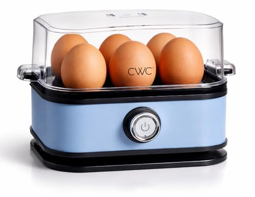 COOK WITH COLOR 6-Egg Capacity Egg Cooker – For Soft, Medium, Or Hard-Boiled Eggs, Rapid Cook Time, Auto Shut-Off & Boil-Dry Protection – Includes Tray, Measuring Cup & Lid – 210W Egg Maker, Navy