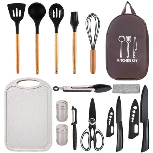 Pansyling Silicone Camping Cookware Camping Kitchen Outdoor Camp Cooking Set, RV Camping Equipment Camping Gear Must Haves Gifts For Camper Accessories, Car Camping Essentials For Travel Hiking Picnic