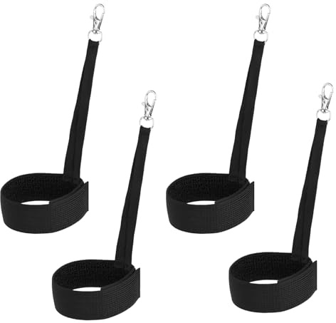 4st Skidhandskekoppel, Premium Nylon Skidhandskekoppel med Metallknapp Sporthandske Säkerhetsrem Skidhandske Handledsremmar Praktiska Skidåkningstillbehör för Hängande Handskar(Svart)