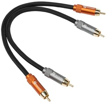 Fosi Audio 2RCA to 2RCA Cable 0.9Ft, Gold-Plated 2 RCA Male to 2 RCA Male Stereo Audio Cable for Home Theater Systems/Amplifier/Preamplifier/Active Speakers(0.3m/0.9Ft)