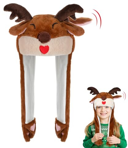 Stitch Cappello di Natale con orecchie mobili – Novità cappelli di Natale per adulti e bambini – Dress Up Party Gift