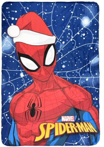 CARTOON Manta infantil 100% poliéster 100 x 140 cm (Spiderman Navidad)
