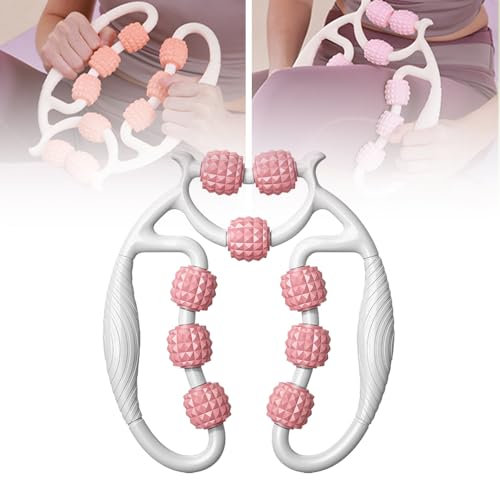 Bein Massagegerät, 2025 Neuer Massageroller Beine, Dünnes Beinfett, Fördert die Durchblutung, Massageroller, Geeignet für Bein, Fuß, Armmassage (Weiß Rosa)