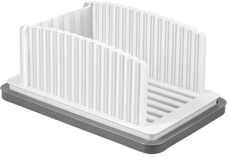 Bread Slicer with Crumb Tray for Homemade Bread, Adjustable Width Bread Cutting Guide, Compact Bread Cutter Slicer Tool for Bread Loaf Sourdough Sandwich