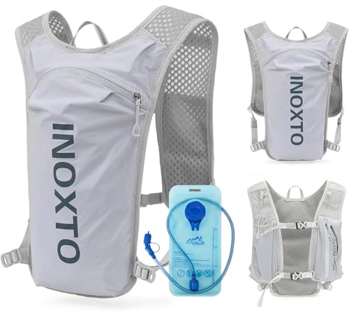 Krtopo Gilet da corsa regolabile per donne e uomini, con sacca d'acqua da 1,5 l, leggero, traspirante, riflettente, da corsa, con borracce d'acqua, porta telefono, zaino per escursionismo