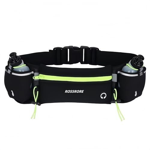 Running Belt with Water Bottles (2 x 175ML), Running Bag for Phones | Hydration Belt for Men and Women, Water Bottle Holder Running Pouch Belt,Waist Pack for Running Hiking Climbing Fanny Pack