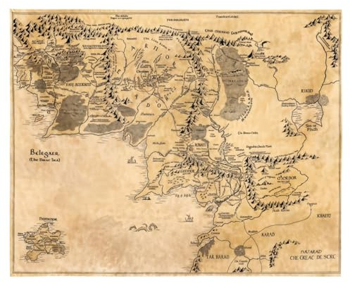 Tressify Vintage Map Wall Hanging, Middle Earth Fantasy Design Fabric Poster for Bedroom and Living Room Decoration