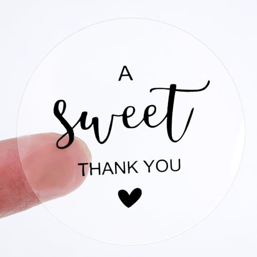 Ouligay Thank You Sticke - 120 adesivi da 5 cm, rotondi, con ringraziamento, autoadesivi, per comunione, cresima, sacchetti regalo per matrimonio