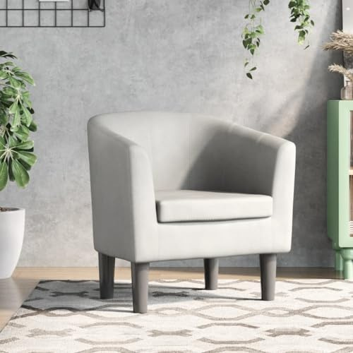 Tonture Poltrona da club bianca in ecopelle moderna per soggiorno, camera da letto, ufficio, comoda poltrona relax, resistente, 70 x 56 x 68 cm